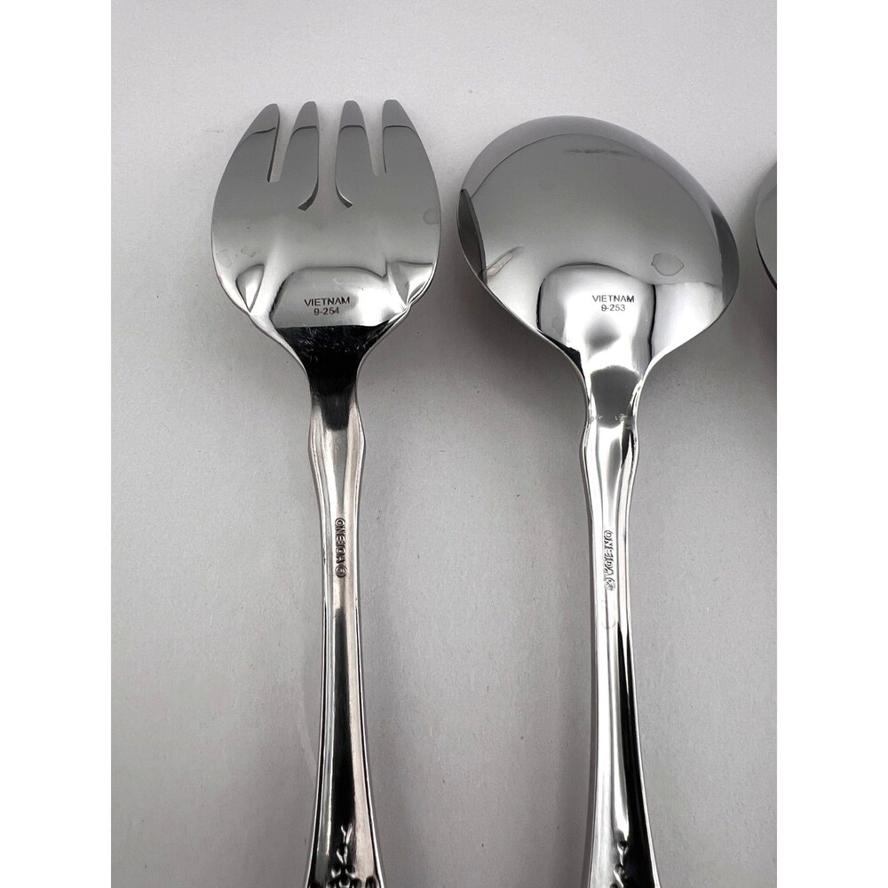 5pc Oneida WORDSWORTH Hostess Serving Set Stainless Flatware Silverware Floral - Picture 4 of 6